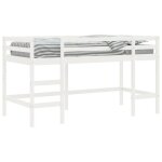 Lit mezzanine enfants - estink - 90x200 cm - bois pin massif - blanc - chelle incluse