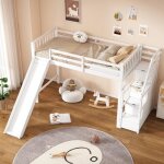 Lit mezzanine enfant - pdzzzd - avec toboggan - rangement - bois massif - 120 kg