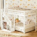 Lit mezzanine enfant pin 90x200 lit adulte loft avec �chelle de rangement armoire �tag�res et sommiers ...