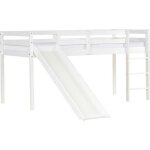 Lit mezzanine enfant - bois blanc - 90x200 cm - Échelle - toboggan - 1 place Lit mezzanine enfant - bois blanc - 90x200 cm - Échelle - toboggan - 1 place