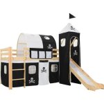 Lit mezzanine denfants avec toboggan et chelle - vidaxl - thme pirate - pin - 90x200 cm