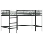 Lit mezzanine pour enfants - vidaxl - noir - m�tal - 90x200 cm - design moderne - espace fonctionnel