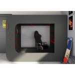 Lit mezzanine - graham - avec bureau gamer tringle � linge et �tag�res - 90x200 cm - gris anthracite ...