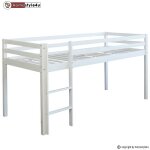 Lit mezzanine - homestyle4u - blanc - bois massif - 90x200 cm - sommier  lattes - pour enfant