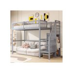 Lit mezzanine - langtu - 90x200 - pin massif - escalier avec armoire - gain de place 140cm