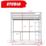 Lit mezzanine studio 90x200 + 1 sommier / blanc Lit mezzanine studio 90x200 + 1 sommier / blanc