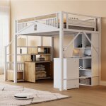 Lit mezzanine en m�tal 140 x 200 cm lit mezzanine 2 places avec fen�tre et escalier de rangement lit ...