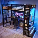 Lit mezzanine m�tal 90x200 cm avec rangement lit superpos� avec dressing ouvert lit enfant avec ports ...