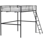 Lit mezzanine en mtal eliot - noir - sommier inclus - 140 x 200 cm