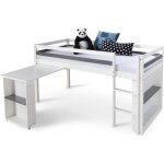 Lit mezzanine - lit06199 - 90x200cm - bureau extensible - sommier inclus - violet gris blanc