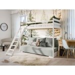 Lit mezzanine et canape safino 90 x 200 / 140 x 200 blanc - gris