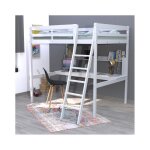 Lit mezzanine studio 140x190 + 1 sommier + bureau + étagère / blanc Lit mezzanine studio 140x190 + 1 sommier + bureau + étagère / blanc