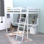 Lit mezzanine studio 140x190 + 1 sommier + caisson 3 tiroirs + bureau + tagre / blanc