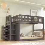 Lit mezzanine140x200cm avec escalier lit superpos� avec compartiment de rangement lit pour enfant avec ...