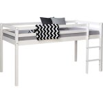 Lit mi - hauteur - homestyle4u - blanc - 90x200cm - bois - panneaux de particules