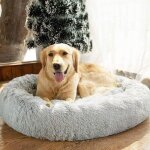 Lit moelleux rond pour chat et chien extra large lavable avec coussin 100cm deluxe panier pour animal ...