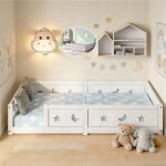 Lit montessori en bois de pinuttqewlit enfant avec barri�res contre les chutescadre de lit au sol 1 personne ...
