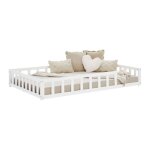 Lit montessori - homestyle4u - 3026 - 120x200 cm - bois blanc - matelas inclus - barrires de scurit ...