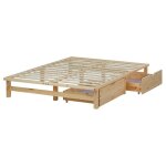 Lit palette en bois massif - marque - 140x200 cm - tiroirs de rangement - sommier  lattes - 2 places ...