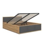 Lit panama t 120x200 + coffre - sommier inclus ch�ne - gris fonc�