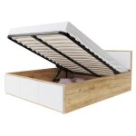 Lit panama t 160x200 + coffre - sommier inclus chêne - blanc Lit panama t 160x200 + coffre - sommier inclus chêne - blanc