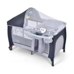 Lit parapluie b�b� dreamade pliable avec moustiquaire rangements lat�raux jouets suspendus musique roulettes ...