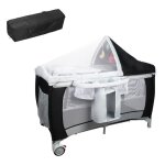 Lit parapluie b�b� dreamade pliable avec moustiquaire rangements lat�raux jouets suspendus musique roulettes ...
