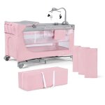 Lit parapluie leody avec accessoires - kinderkraft - rose - matelas inclus - hauteur rglable - pliable ...