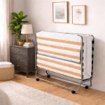 Lit pliant 120 cm luxe pr�mium - lit d?appoint ou r�gulier adulte mousse confort structure acier renforc� ...