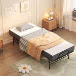 Lit pliant - lit d?appoint - - matelas m�moire 95cm - roues 360� verrouillables - housse rangement incluse ...