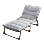 Lit pliant - camping - chaise longue dext�rieur - coussin rembourr� - 1 place - gris