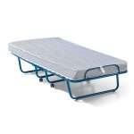 Lit pliant nazare ? 80x190 cm en m�tal bleu avec roulettes sommier et matelas inclus