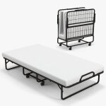 Lit pliant � roulettes avec matelas 10cm - goplus - 190x96cm charge 180kg - � ressorts en acier matelas ...