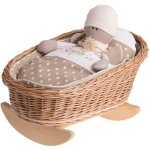 Lit poupee berceau  bascule en bois avec avec joli broderie