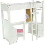 Lit de poupe avec bureau teamson kids blanc / 53 x 25 x 53
