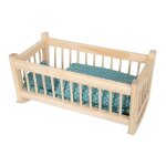 Lit poup�e - small foot - berceau de poup�e nature - bois naturel - literie � pois incluse - pour poup�es ...