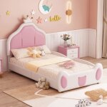 Lit rembourr� 90 x 200 cm pour enfant princesse t�te de lit rembourr�e avec couronne pour 1 personnes ...
