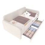 Lit rembourr� enfant avec tiroirs 90x200 cm evryae