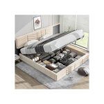 Lit rembourr hydraulique - redom - 180 x 200 cm - tte de lit rglable - beige - design contemporain ...