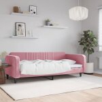 Lit de repos en velours - vidaxl - 100x200 cm - rose - 2 en 1 canap� - lit - rembourrage en mousse