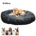 Lit rond souple de 100 cm de diamètre extra large lavable panier de luxe pour chiens et chats gris Lit rond souple de 100 cm de diamètre extra large lavable panier de luxe pour chiens et chats gris