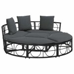 Lit de salon dext�rieur pour terrasse - clarence� - bain de soleil simple - sans auvent noir r�sine tress�e ...