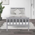 Ml - design lit simple 90x200 cm avec cadre de lit et sommier  lattes bois de pin massif gris clair ...