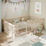 Lit simple 90x200 cm avec sommier � lattes lit enfant avec barri�res cadre de lit adulte lit 1 personne ...
