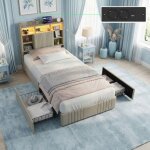 Lit simple 90x200 avec sommier lit 1 personne avec 2 tiroirs lit capitonn� avec rangement lit ado avec ...