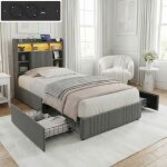 Lit simple 90x200 avec sommier lit 1 personne avec 2 tiroirs lit capitonn� avec rangement lit ado avec ...