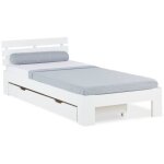 Lit simple 90x200 avec tiroir et sommier - homestyle4u - 2291 - bois massif - blanc Lit simple 90x200 avec tiroir et sommier - homestyle4u - 2291 - bois massif - blanc