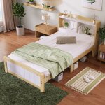Lit simple 90x200bois massift�te de lit de rangementcadre de litsommier � latteslit enfantlit adolescent ...