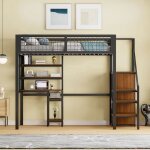 Lit simple 90x200cm avec échelle de sécurité lit enfant armoire à ossature de fer et bureau dordinateur ... Lit simple 90x200cm avec échelle de sécurité lit enfant armoire à ossature de fer et bureau dordinateur ...