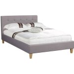 Lit simple pour adulte lille 120x190 cm 1 place et demi / 1 personne avec sommier et pieds en bois tissu ... Lit simple pour adulte lille 120x190 cm 1 place et demi / 1 personne avec sommier et pieds en bois tissu ...